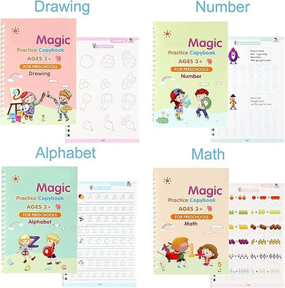 Magic Book for Kids (4 Book+10 Refill+1 Pen+1 Grip)
