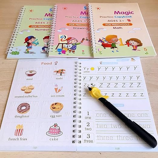 Magic Book for Kids (4 Book+10 Refill+1 Pen+1 Grip)